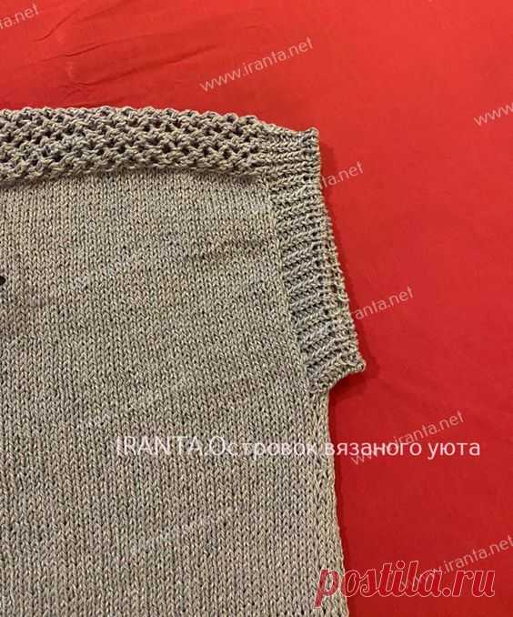 Летний джемпер в технике реглан-погон спицами