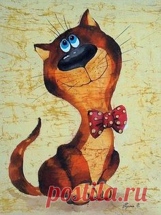 Шелковые коты художницы Елены Разиной :: Коты и кошки - рисунок, графика, живопись