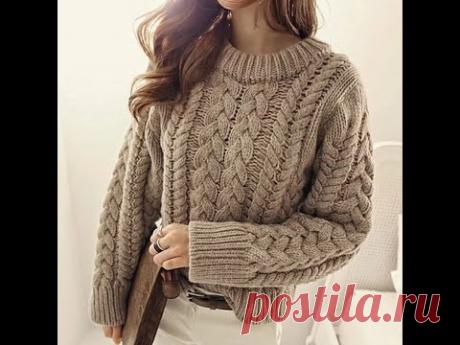 ПОТРЯСАЮЩИЙ джемпер узором "косами" из альпаки. Разбираем вязание по-петельно!