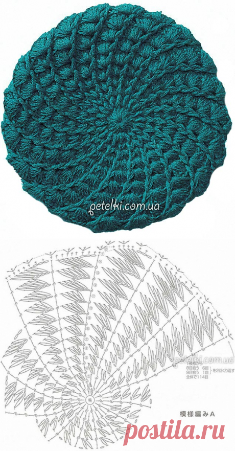 Интересный берет крючком. Описание, схемы