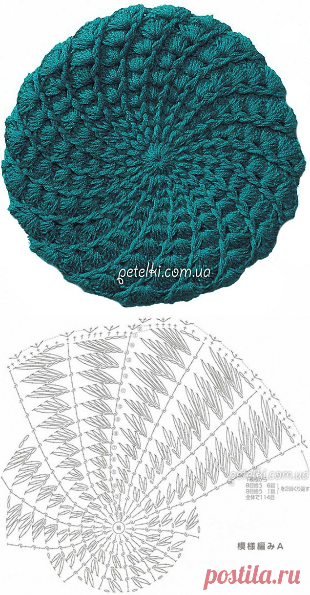 Интересный берет крючком. Описание, схемы