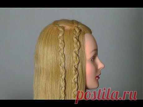 Прическа в школу. Плетение косичек. Cute hairstyle for school - YouTube