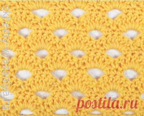 Ажурный узор крючком &quot;Весенний рассвет&quot;. Схема вязания крючком и описание.