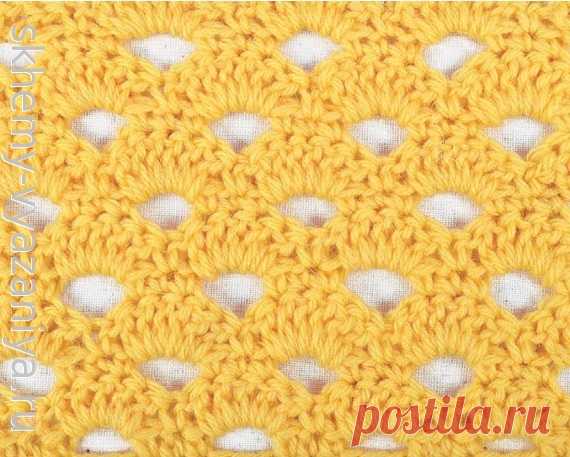 Ажурный узор крючком "Весенний рассвет". Схема вязания крючком и описание.
