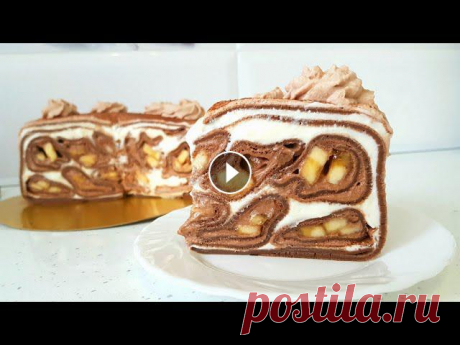 Блинный Торт с Бананами и Кремом Пломбир // Crepe cake with Chocolate crepes and Bananas Вкуснейший блинный торт! Вкус подтаявшего мороженного с шоколадными блинами и бананами – это наслаждение. Рецепт шоколадных блинов. Самый вкусны...