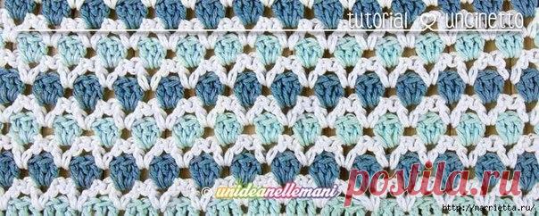 Трехцветный узор крючком для детского пледа