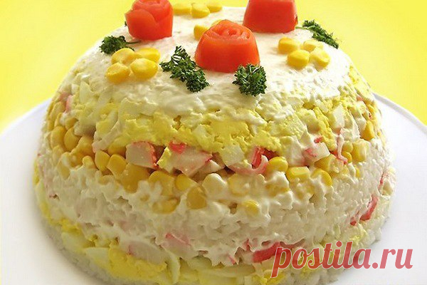 Салат-торт из риса с кукурузой / Райская пища