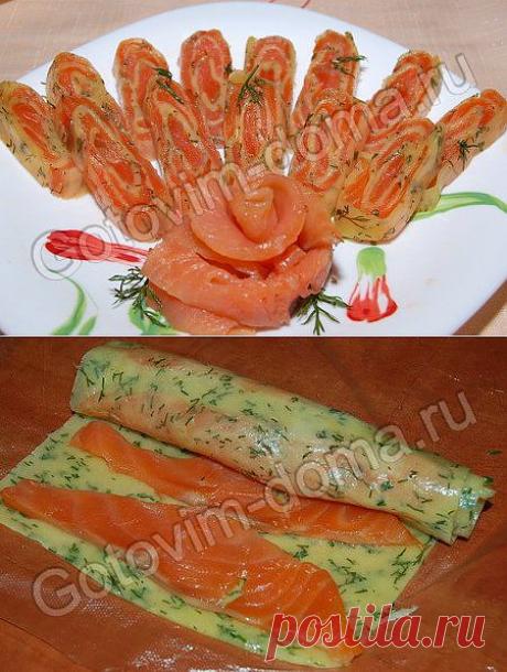 Рецепт: Сырный рулет с семгой