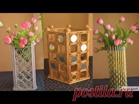 3 Diy Newspaper Flower Vase |Newspaper craft ideas | best out of waste | parul pawar