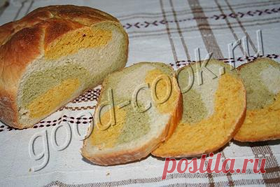 Хорошая кухня - хлеб "Радуга" с морковью и брокколи. Кулинарная книга рецептов. Салаты, выпечка.