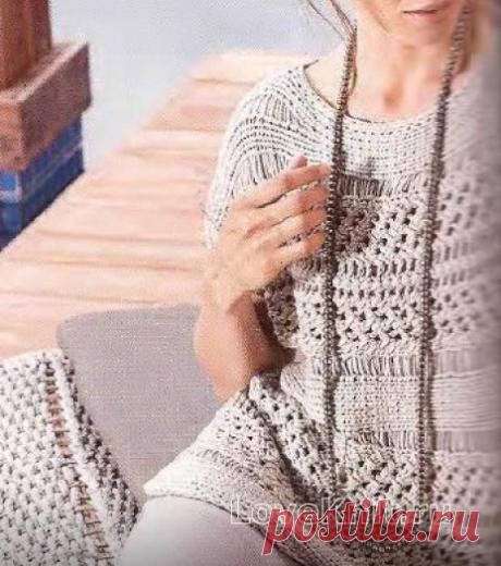Джемпер со сложным ажурным рисунком | схема Спицами | Люблю вязать