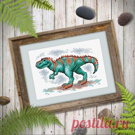 Patrón de punto de cruz contado de dinosaurios - Gratis para suscriptores — Wizardi