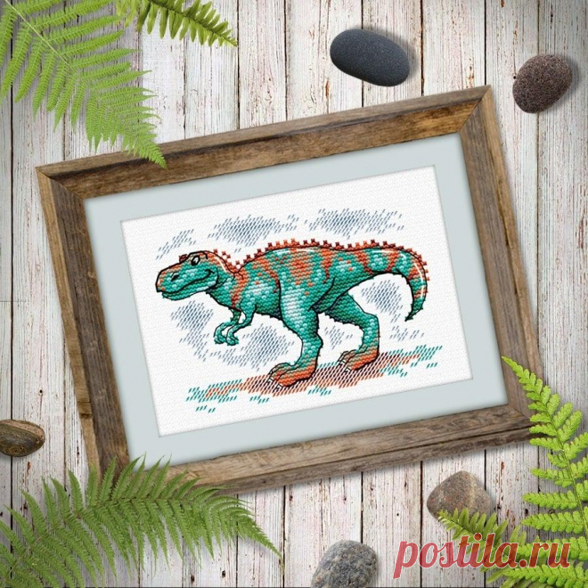 Patrón de punto de cruz contado de dinosaurios - Gratis para suscriptores — Wizardi