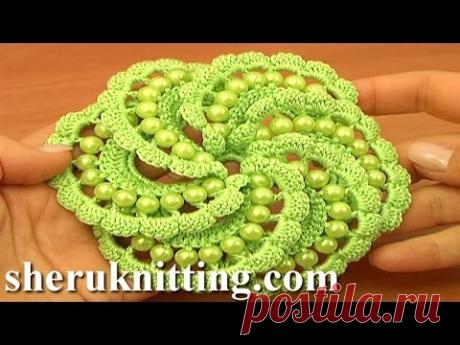 Crochet Spiral Flower With Beads Tutorial 103