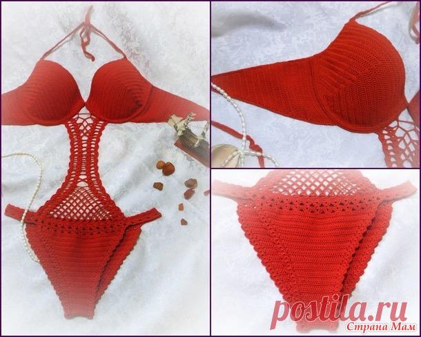 Слитный вязаный купальник-монокини - Вязание - Страна Мам