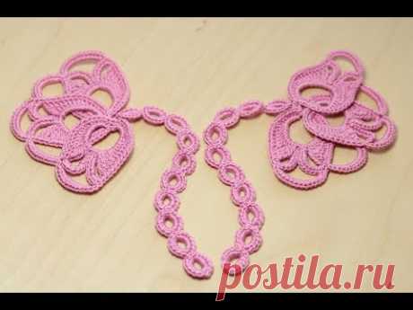 Вязание крючком  БУТОН ЦВЕТКА - мотив для ирландского кружева  crochet irish lace