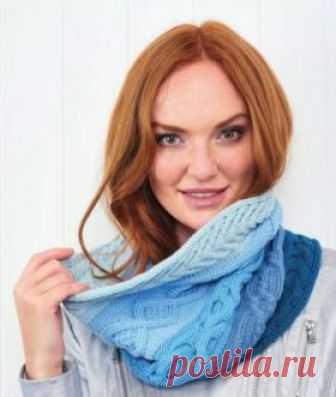 Снуд с анарами и градиентом Интересная модель женского снуда, связанного из мериноса на спицах 4 мм. Вязание снуда выполняется частями по приведенным в описании схемам...