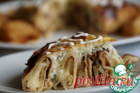 Теплый блинный пирог - кулинарный рецепт