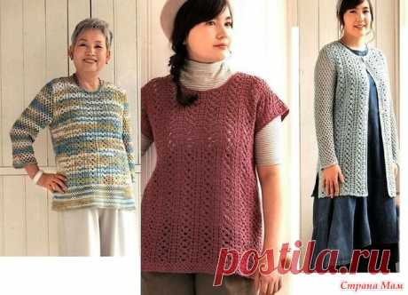 Джемпер туника и кардиган с ажурными дорожками по одной схеме. Крючок. I Love Weaving Spring / Summer 2019 Special