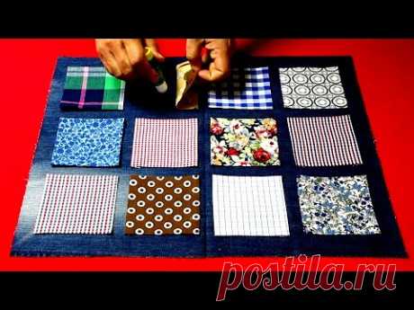 DIY자투리 원단으로 "명품"을 만들어요!/"luxury goods" with scraps/square layered patchwork cushion