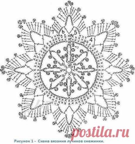 Вяжем объемную снежинку