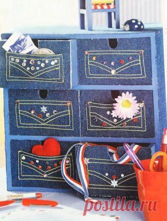 Декор комода джинсами - Декор