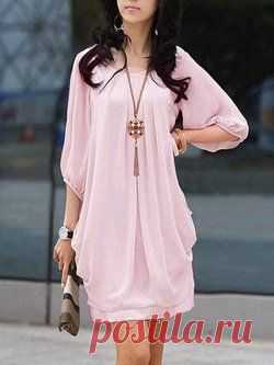 Plus Size Crew Neck Women Dress Sheath Daytime Half Sleeve Casual Solid Dress