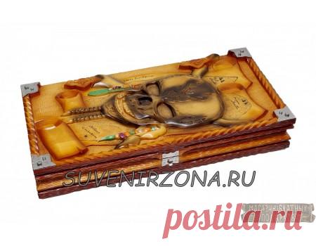 Купить  нарды резные ручной работы «Карта Сокровищ»