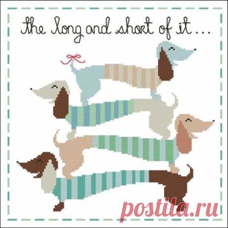 The Long and Short of It (Dachshunds) Counted Cross Stitch Patterns of artist paintings, mini cross stitch, modern cross stitch. Stitcher Accessories and more.