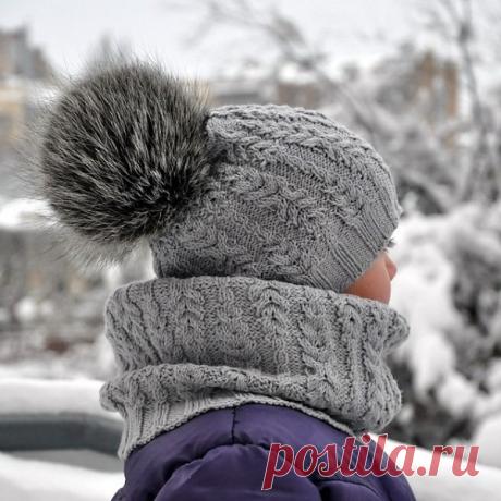 Красивый узор для шапки и снуда