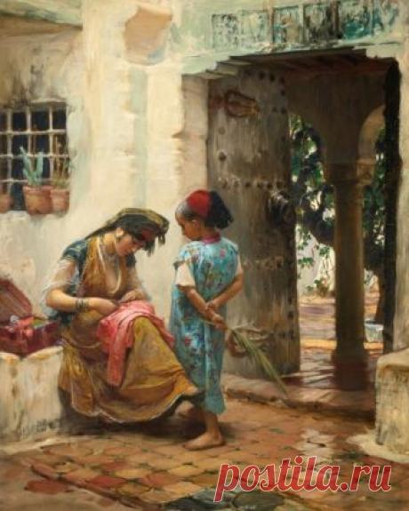 the-sewing-lesson-frederick-arthur-bridgman-american-painter.jpg (614×768)