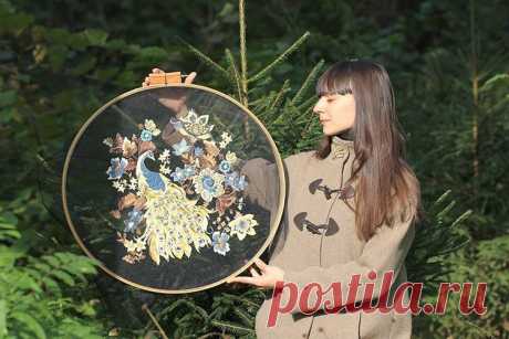 Handmade вышивка на тюле от мастерицы-рукодельницы из России