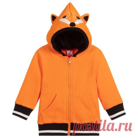 Orange Fox Cotton Hooded Top Adorable for younger boys and girls, an orange cotton hooded top by Blade & Rose. Made from soft jersey with a cosy, fleecy inside, it has a large hood lined in soft black plush, with a cute fox motif on the front. This sweet top has black and white striped trims, a printed logo on the back and a large front pocket.
