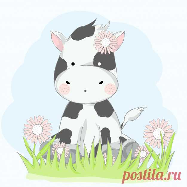 Симпатичная корова с мультяшным мультяшным рисунком Более миллиона свободных векторов, PSD, фотографии и бесплатные иконки. Эксклюзивные халявы и все графические ресурсы, которые необходимые для ваших проектов