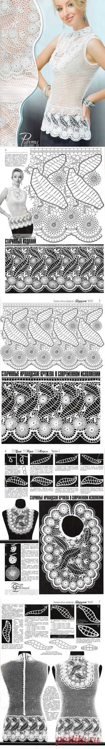Прекрасный топ по мотивам старинных кружев из журнала"Дуплет 132"
