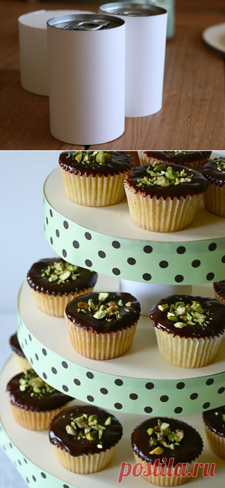 Cómo hacer un Stand para Cupcakes usando latas y círculos de cartón