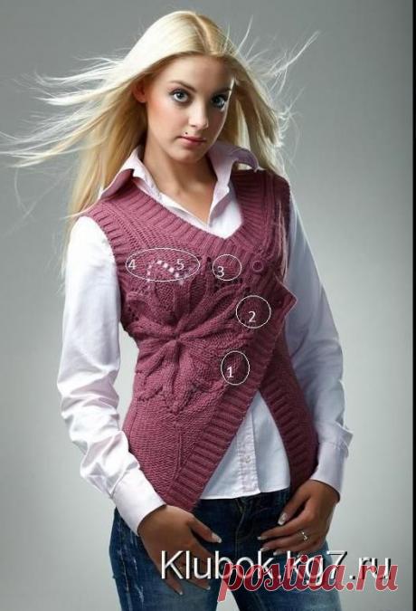 Оригинальный жилет спицами | Клубок