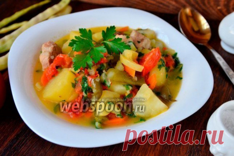 Рагу с мясом, картофелем, фасолью и помидорами