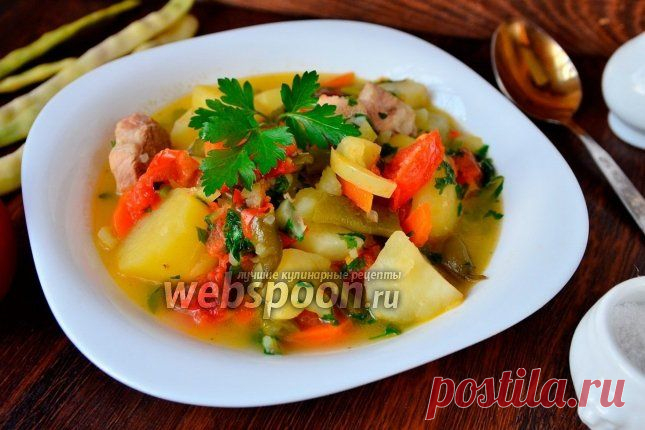 Рагу с мясом, картофелем, фасолью и помидорами