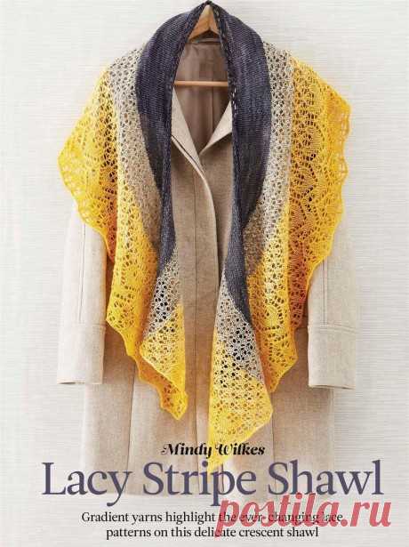 Вязанная спицами шаль Lacy stripe by Mindy Wilkes