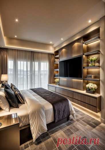 Дизайн большой современной спальни.