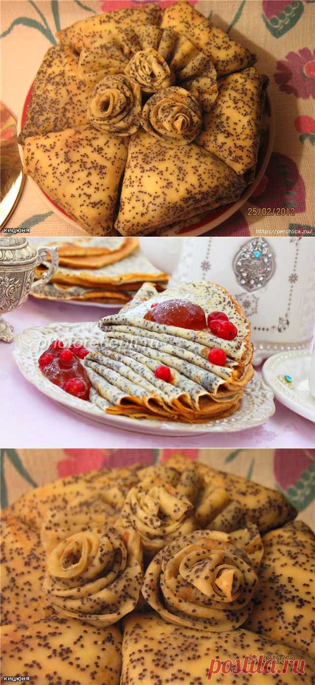 Как приготовить и свернуть блины с маком треугольником