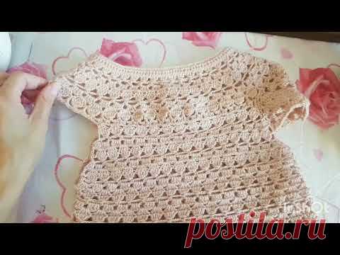 Платье крючком. Как связать рукав.