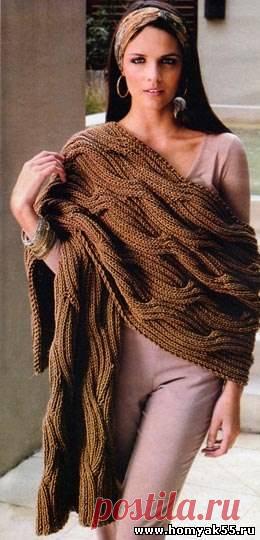 Палантин "Лабиринт" спицами