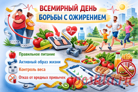 В здоровом теле — здоровый дух! Желаю отличной формы и бодрости каждый день! Открытки на Всемирный день борьбы с ожирением!