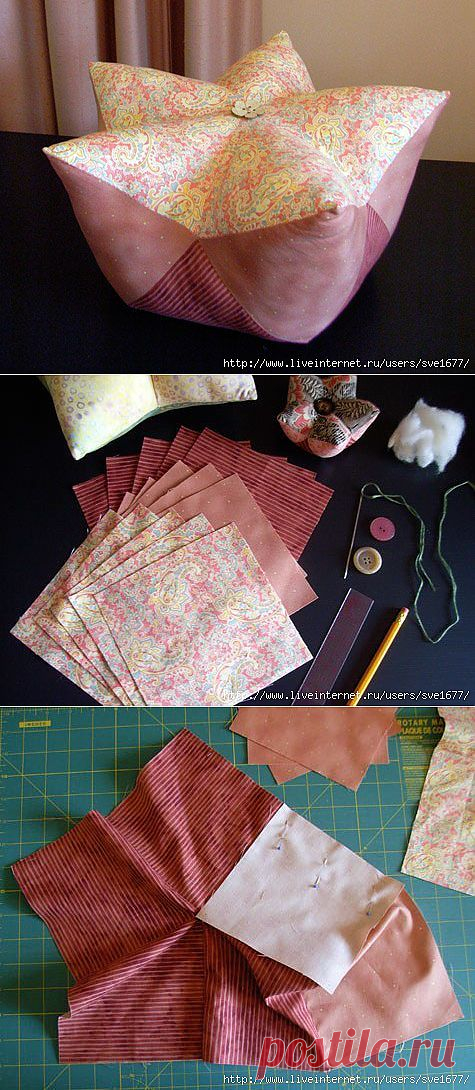 Подушка декоративная "Лотос".МК по пошиву на фото.. Обсуждение на LiveInternet