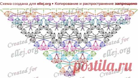 Шаль с пышными косичками и паучками | Вязание крючком от Елены Кожухарь