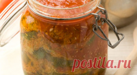 Салат &quot;Вкусная компания&quot; из кабачков в томате на зиму (быстро готовить).