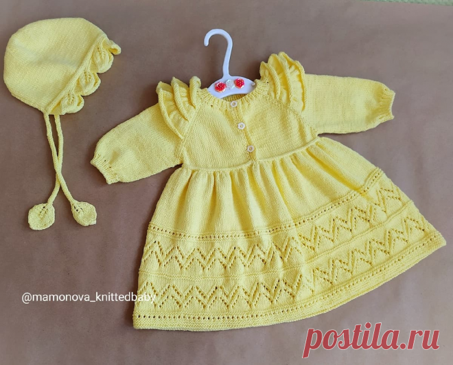 Солнечное платье спицами от @mamonova_knittedbaby - KNITTLY.ART