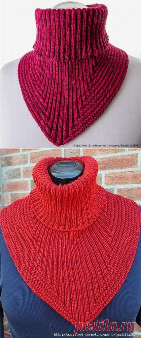 Теплая манишка спицами — Сделай сам, идеи для творчества - DIY Ideas
